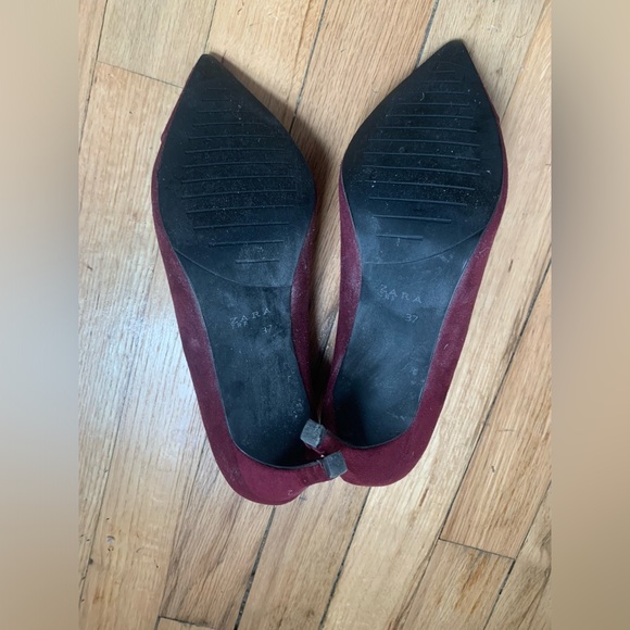 Zara Pointy Suede Heels sz 37 - Picture 3 of 3